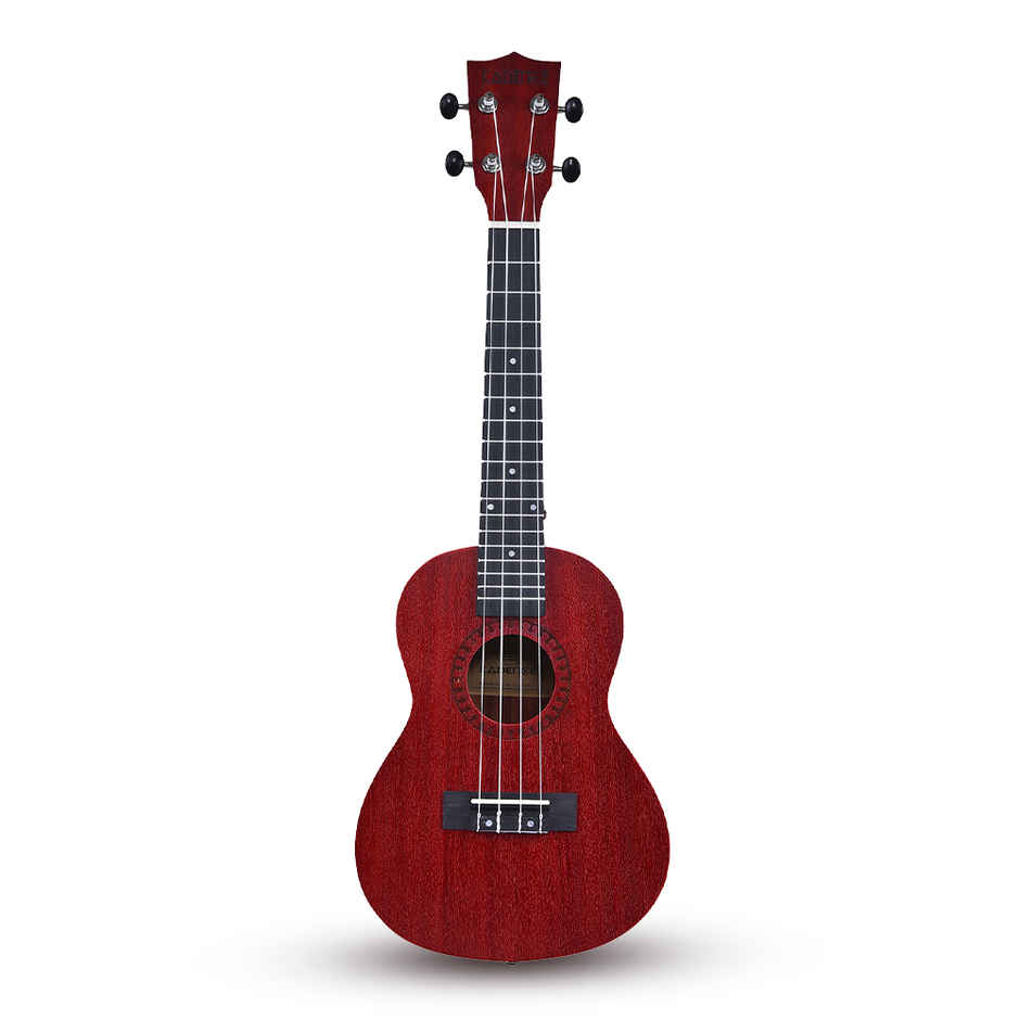 Kadence Concert Ukulele 23inch Spring Summer Edition, Mulberry Red with Rose, Strap & Bag