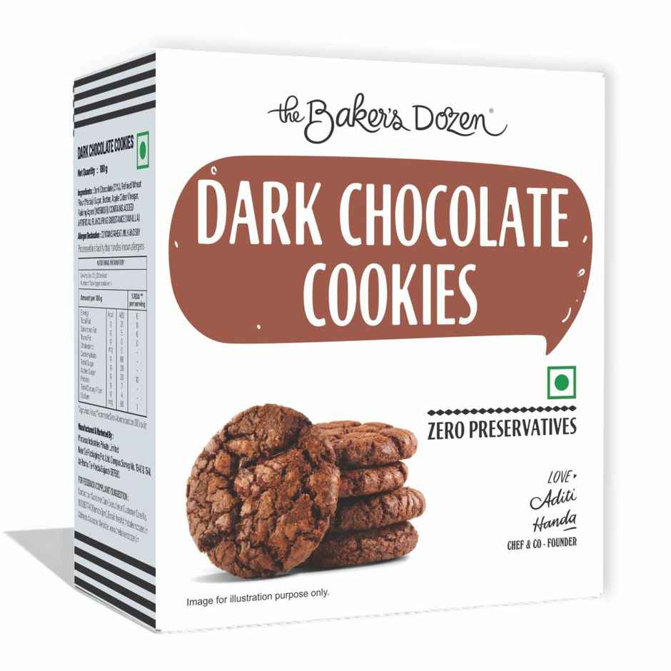 The Baker's Dozen Dark Chocolate Cookies | Premium Biscuit Handmade Cookies | Choco Chip Cookies