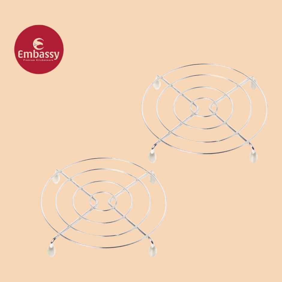 Embassy Round Trivet, Small Size (Pack of 2), 15 cms, Premium Stainless Steel Table Ring