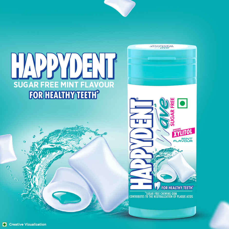 Happydent Wave Sugarfree Mint Flavour Chewing Gum Pocket Bottle