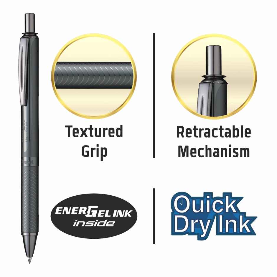 Pentel Energel Metal Single Box Gold Body Blue Ink
