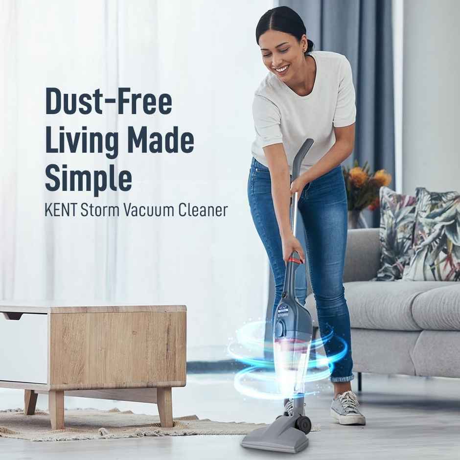 KENT 600W Storm Vacuum Cleaner, 14 kPa, Cyclone5 Technology and HEPA Filter, Bagless Design, Ideal for Floors, Curtains, Carpets, Sofa - Grey