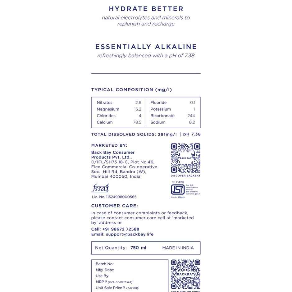 Backbay Aqua Himalayan Mineral Water | Naturally Occurring Electrolytes | Eco-Friendly | Hydrating