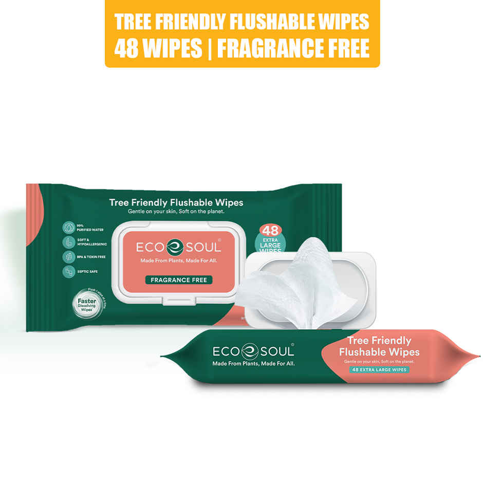 Eco Soul Flushable Extra Large Wet Toilet Wipes | 48 Wipes