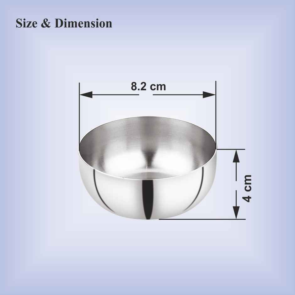 Steelera Stainless Steel Apple Bowl / Wati / Katori | Food Safe | 165 ml