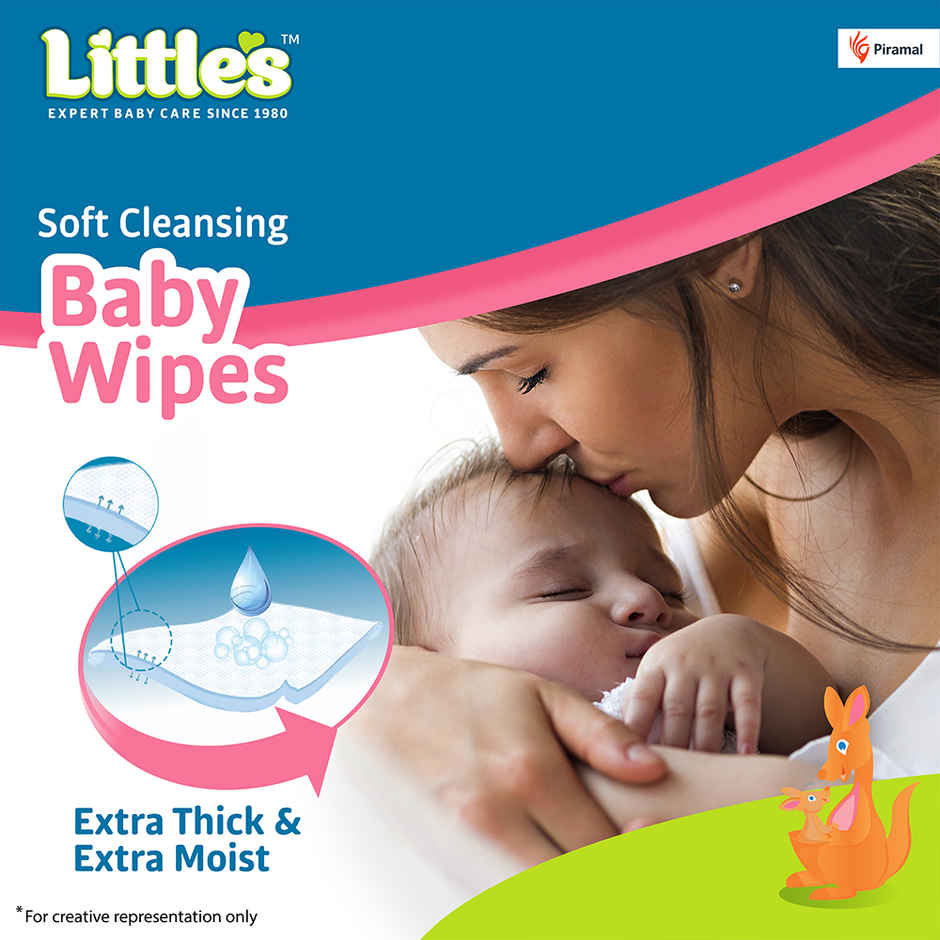 Littles Expert Baby Care Soft Cleansing Baby Wipes with Lid|Extra Thick & Moist Wet Wipes for Babys