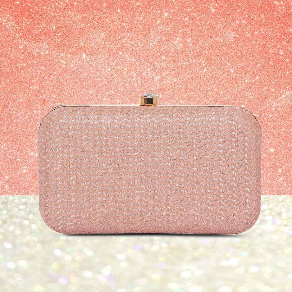 Lavie Women's Sparkle Framed Clutch | Small | Rose Pink (8.5 X 3.6 X 11.5 Cm)