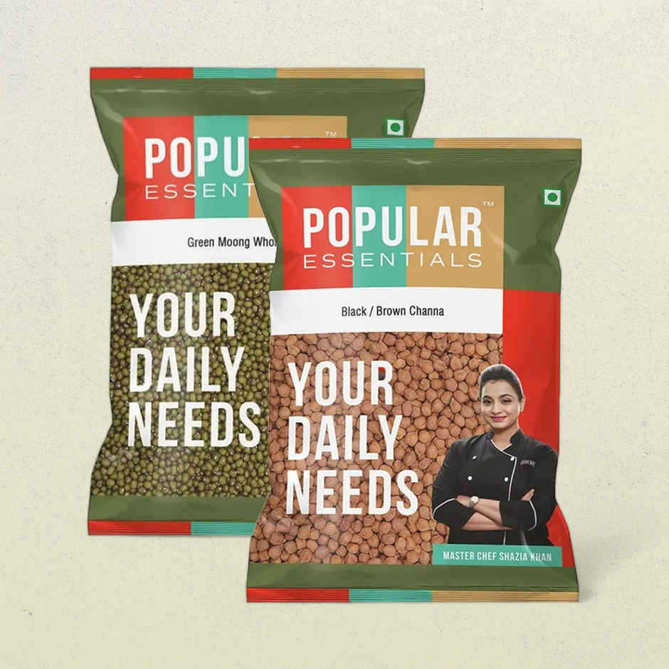 Popular Essentials Green Moong Whole(500gms) & Popular Essentials Black Brown Chana (Un-Polished)(500gms) Combo