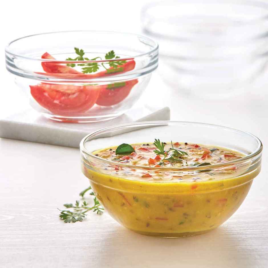 Borosil Stackable Bowl Set (377 ml)| Borosilicate Glass | Microwave & Dishwasher Safe