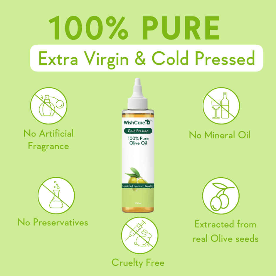 Wishcare 100% Pure Cold Pressed Olive Oil For Healthy Hair And Glowing Skin