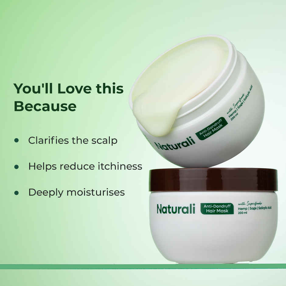 Naturali Anti-Dandruff Hair Mask - Hemp | Sage | Salicylic Acid | Clarifies Scalp