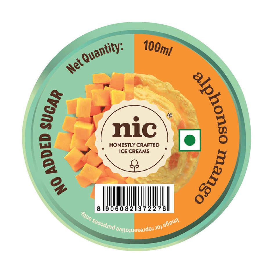 NIC Alphonso Mango Ice Cream Cup | No Added Sugar | Preservative Free | No Artificial Flavors