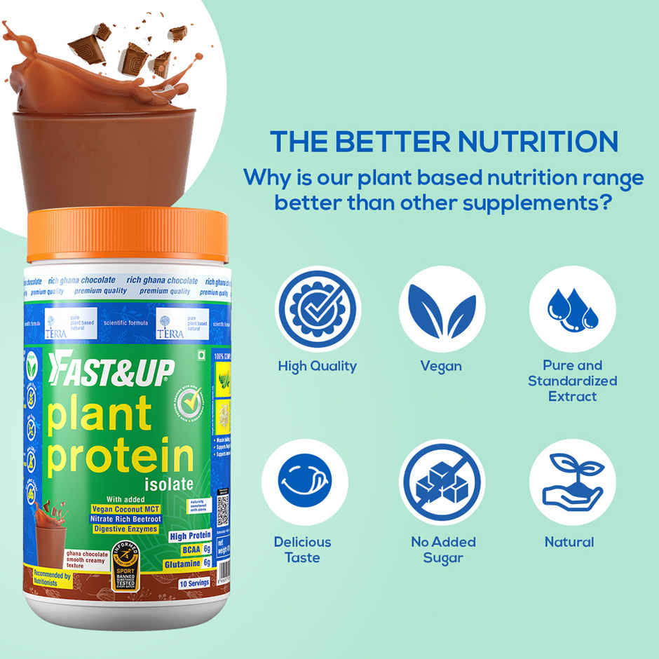 Fast&Up Vegan Plant Protein 31g Protein Pea isolate & Brown Rice protein blend For Strength Recovery & Energy Boost, For Everyday Fitness & Nutrition