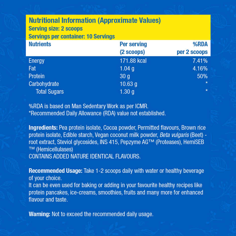 Fast&Up Vegan Plant Protein 31g Protein Pea isolate & Brown Rice protein blend For Strength Recovery & Energy Boost, For Everyday Fitness & Nutrition
