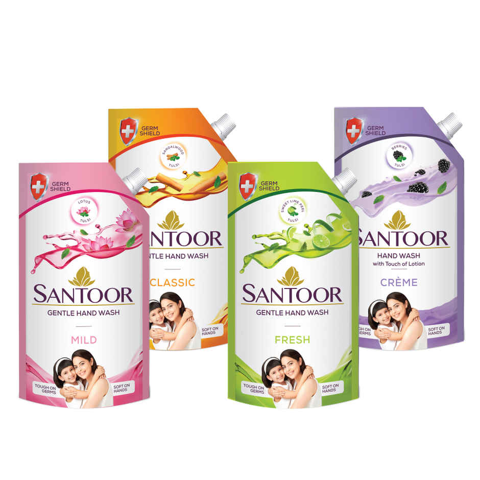 Santoor Classic Gentle Anti-Bacterial Hand Wash With Natural Goodness of Sandalwood and Tulsi