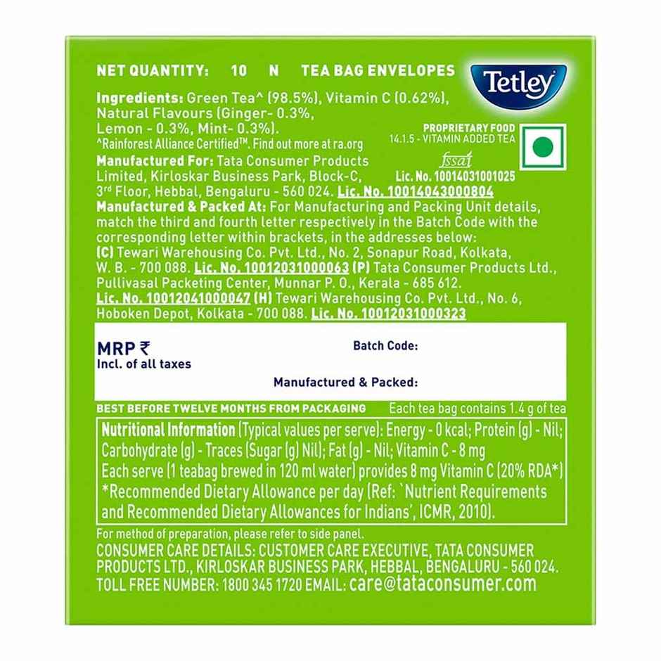 Tetley Ginger, Mint, and Lemon Green Tea