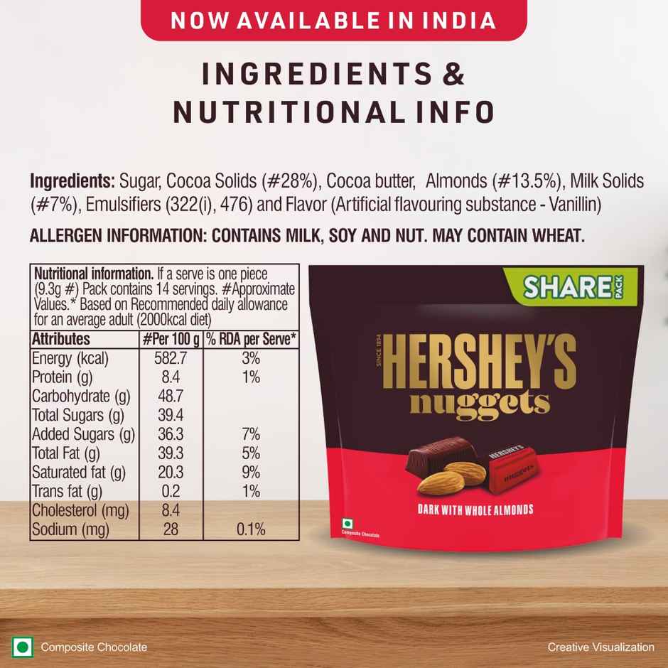 Hershey's Nuggets Dark With Whole Almonds Deliciously Dark Cocoa Rich Chocolate