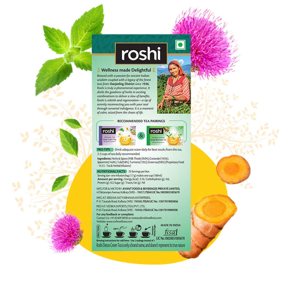 Roshi Desi Kahwa & Detox Green Teabags Combo