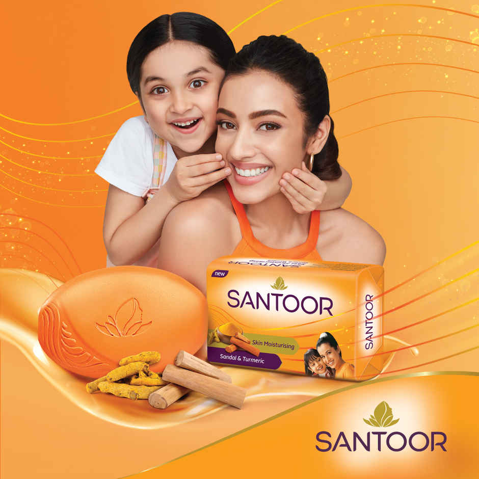 Santoor Skin Moisturizing Sandal and Turmeric Bathing Soap With Anti-Aging Properties