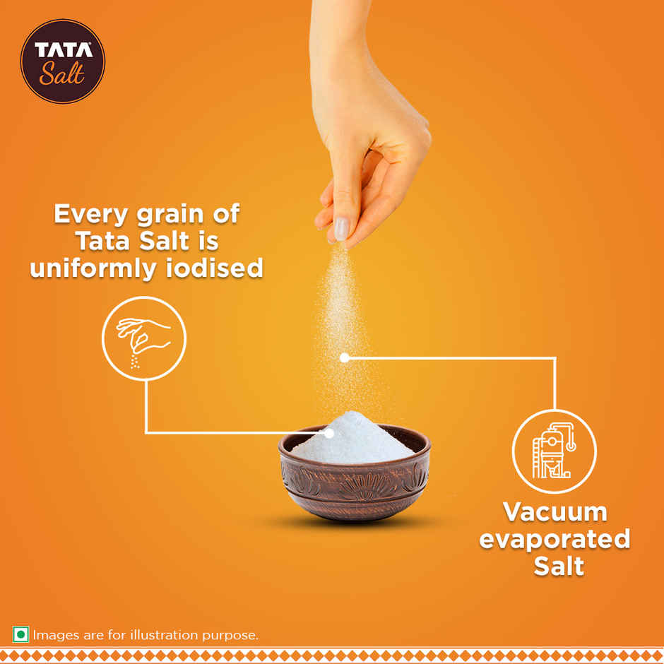 Tata Salt, Free Flowing and Iodised Namak, Vacuum Evaporated, Salt in Fresh Combo