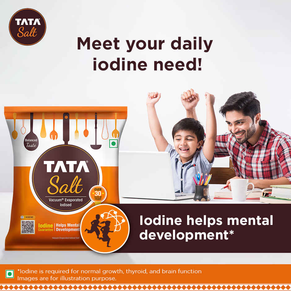Tata Salt, Free Flowing and Iodised Namak, Vacuum Evaporated, Salt in Fresh Combo