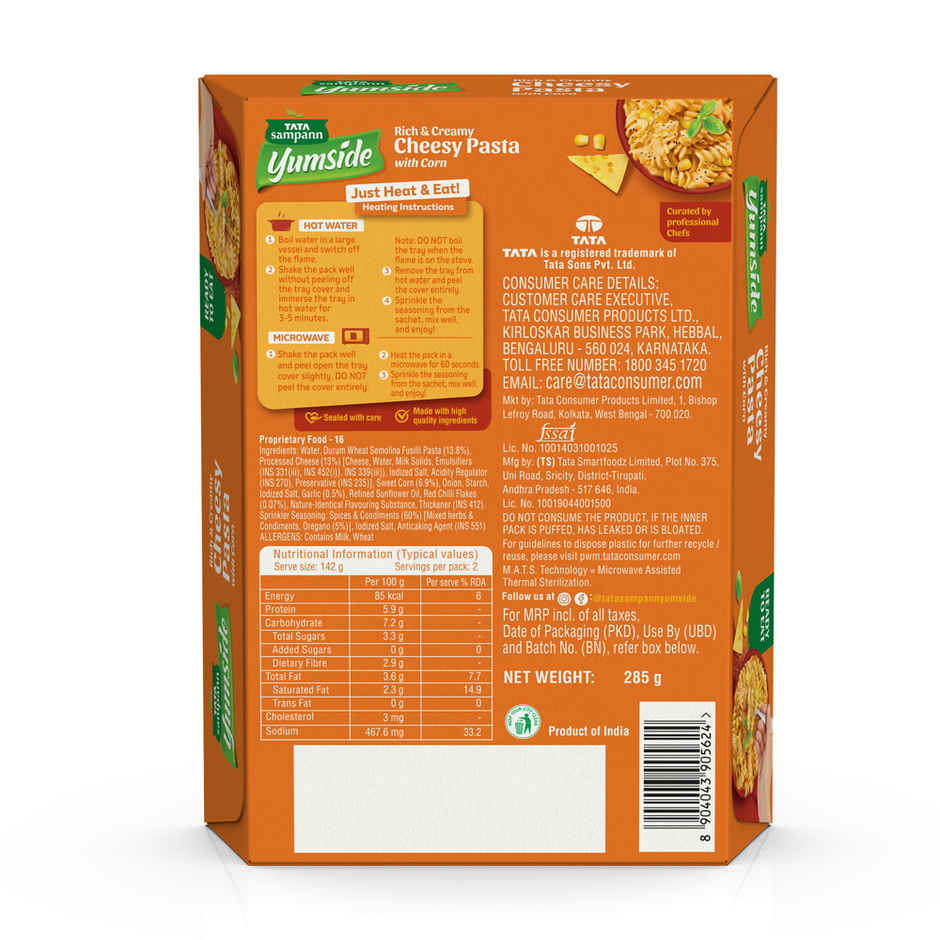Tata Sampann Yumside Cheesy Pasta With Corn - Ready to Eat