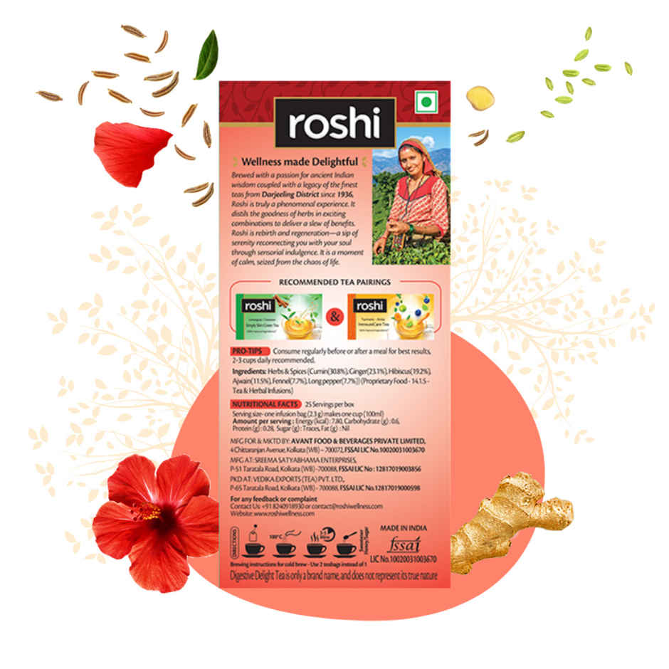 Roshi Weight Loss Green Tea & Digestive Tea Combo | Cinnamon, Lemongrass, Hibiscus & Ginger