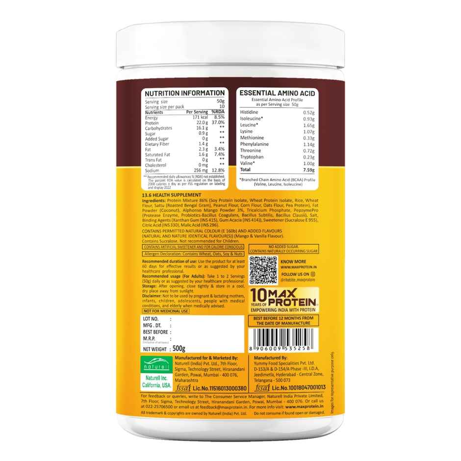 Ritebite Max Protein Alphanso Mango Plant Protein Powder