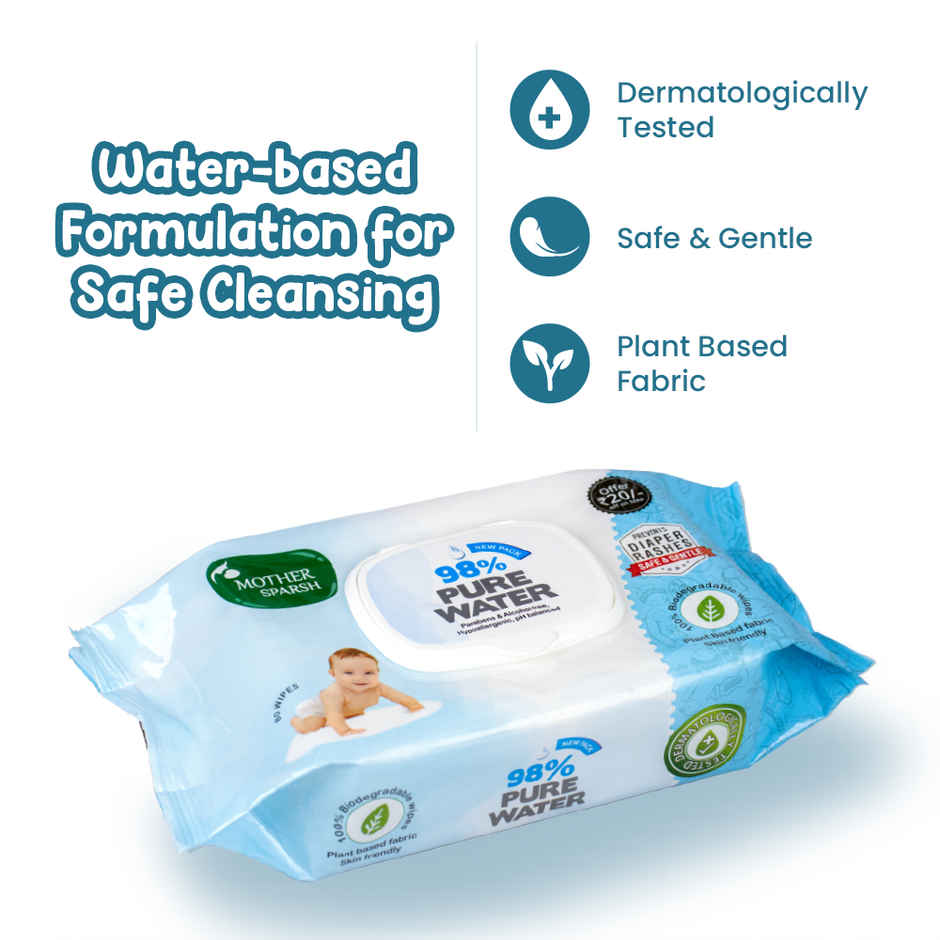 Mother Sparsh Baby Wipes (98% Water Based)