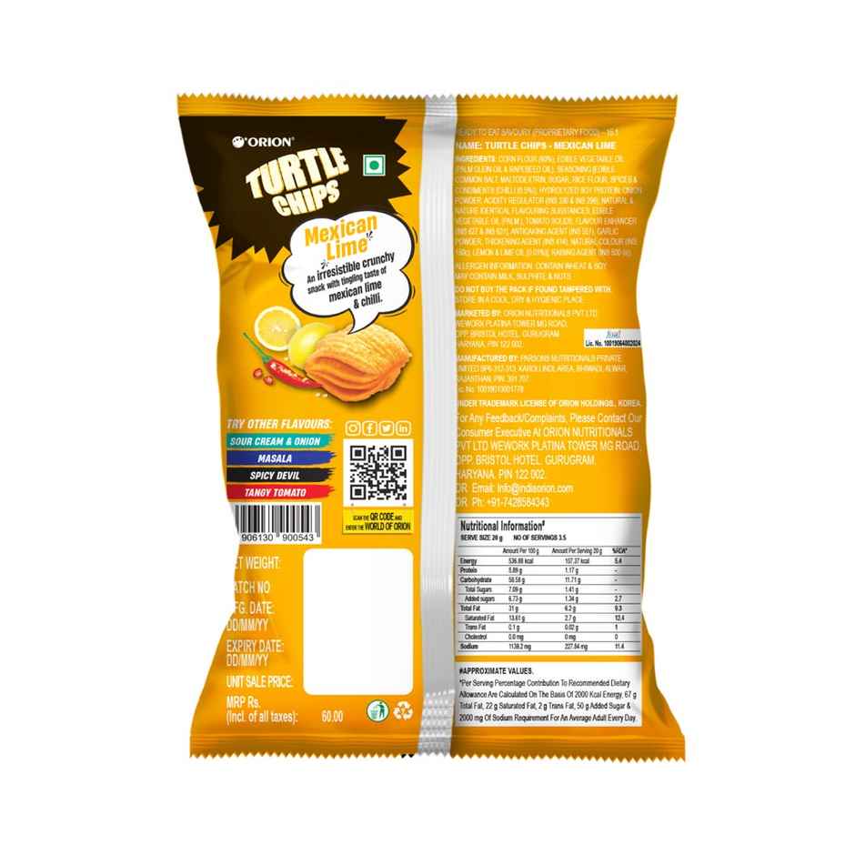 Orion Turtle Chips - Mexican lime Korean corn chips