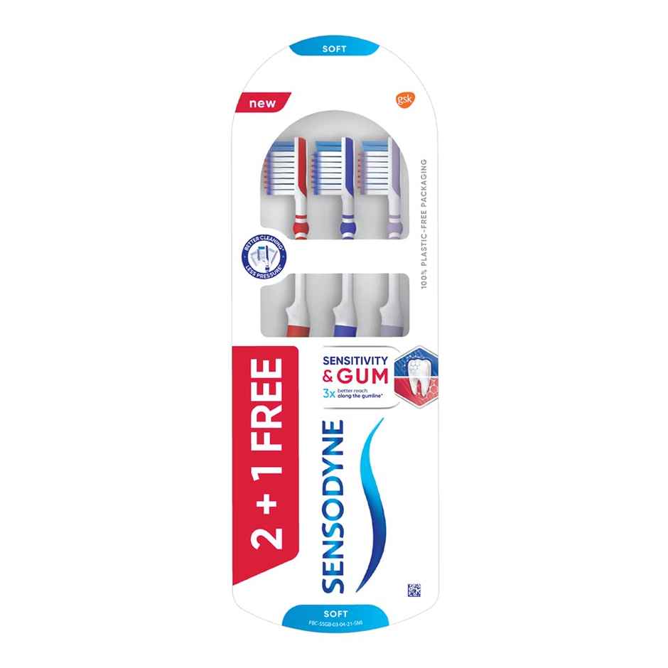 Sensodyne Toothbrush Sensitivity Gum Tooth Brush With Soft Bristles Flexible (Buy 2 Get 1 free)
