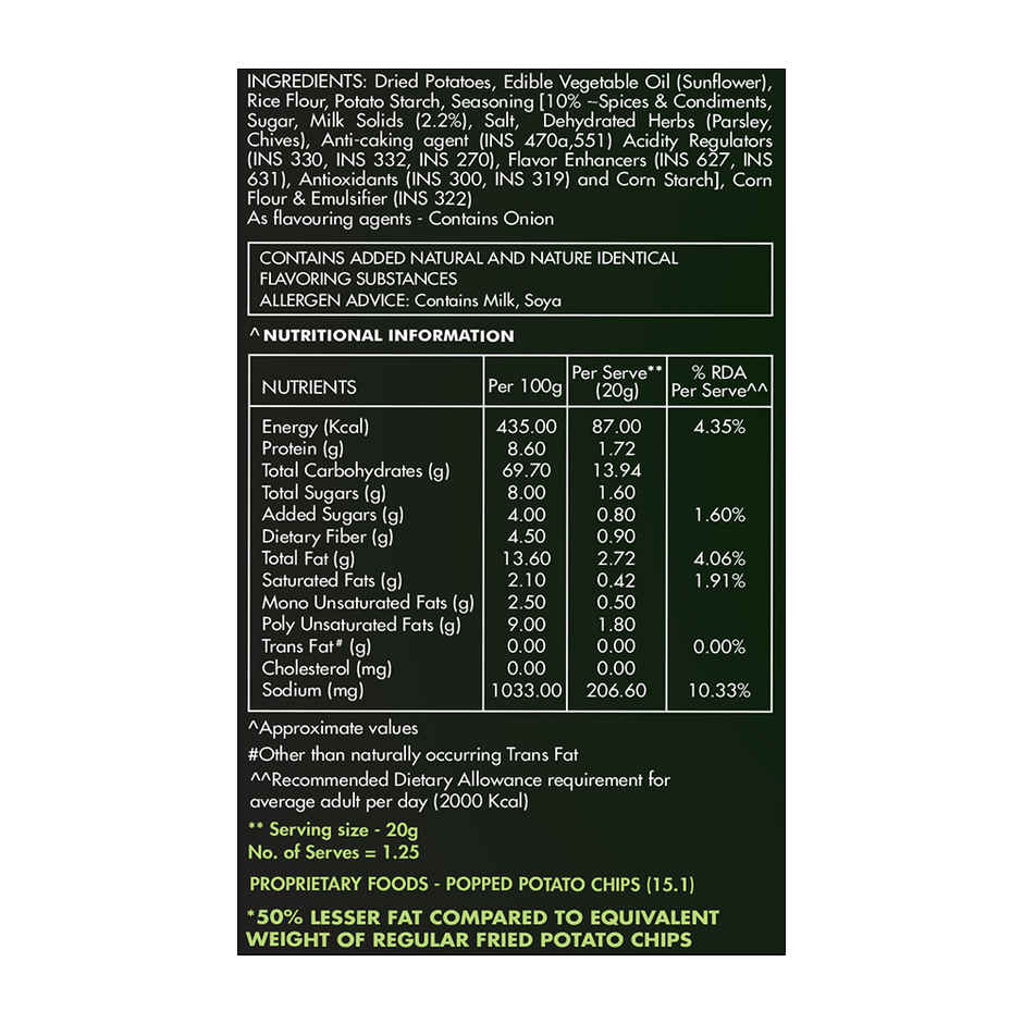 Tagz Popped Potato Chips - Cream Onion Divin