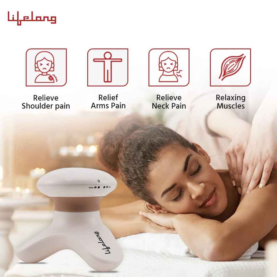 Lifelong Llm09 Mini Head And Body Massager, Beige And Brown (No Charging cord, Battery Operated)