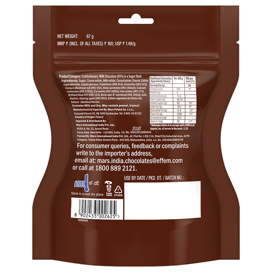 M&M's Milk Chocolate Candy Pouch