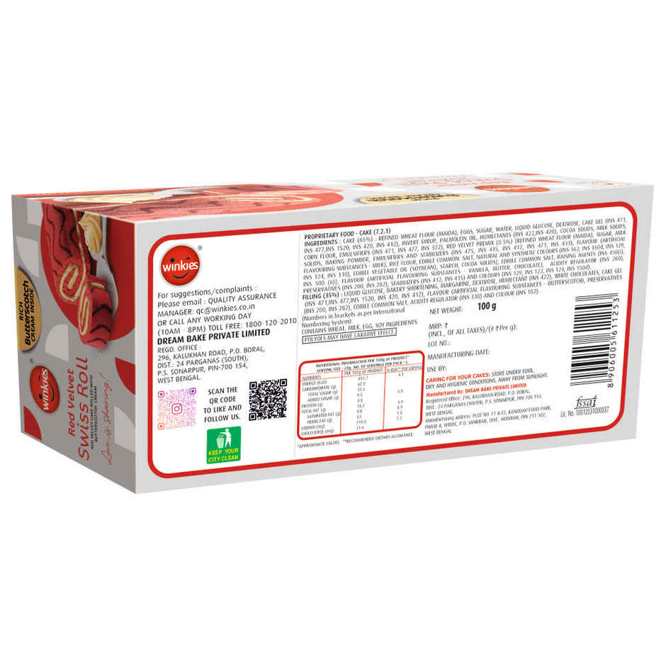 Winkies Swiss Roll Red Velvet