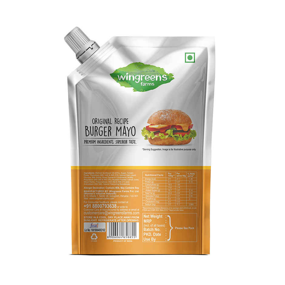 Wingreens Farms Burger Mayo | Burger Mayonnaise | Burger Spread