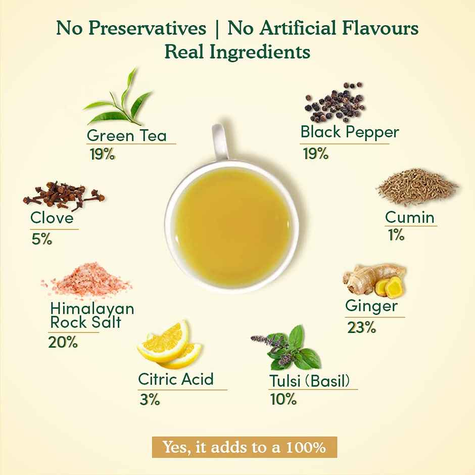 Vahdam Detox Kahwa Green Tea | 50 Pyramid Bags | Organic | Tulsi, Ginger, Clove & Black Pepper