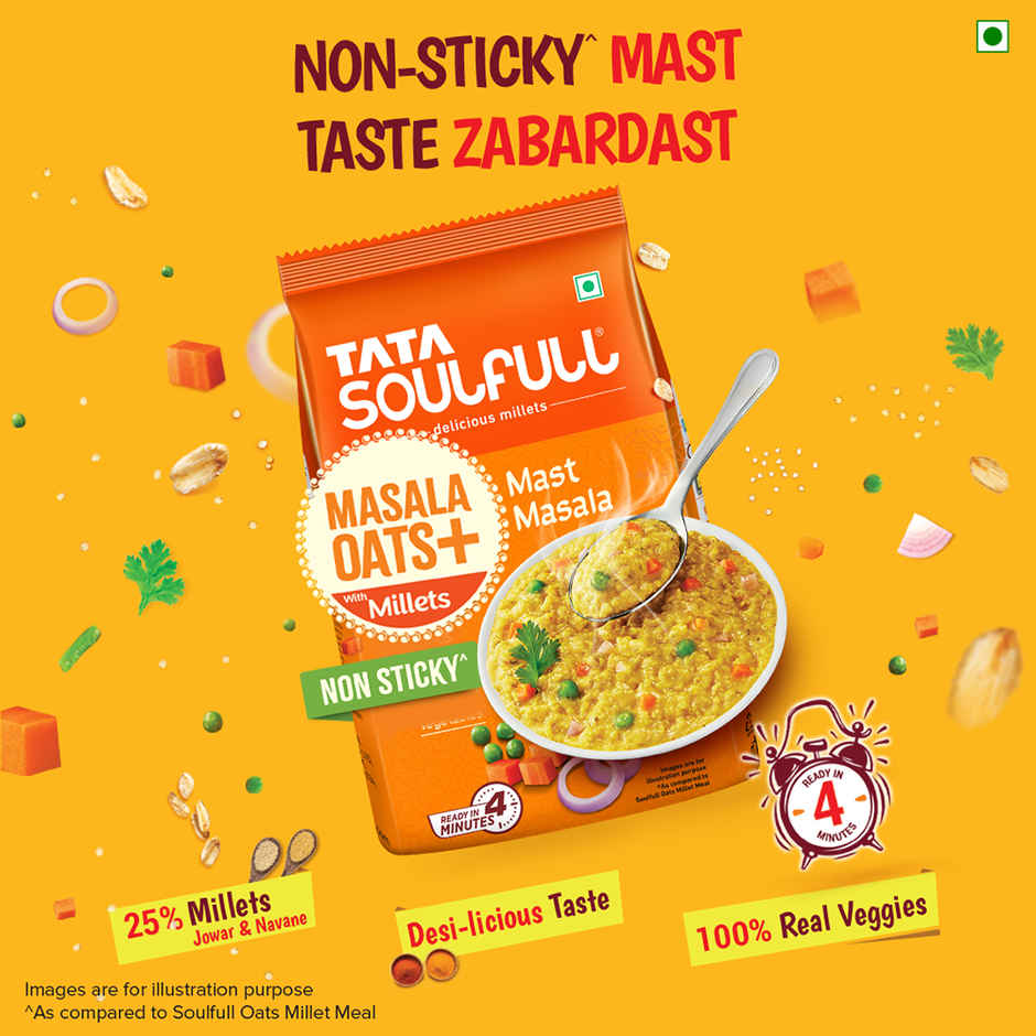 Tata Soulfull Masala Oats+ Mast Masala, with 25% millets, Non sticky