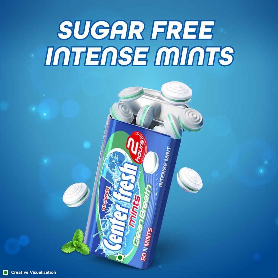 Center Fresh Mints Clean Breath Intense Mint (sugarfree) Menthol Tin