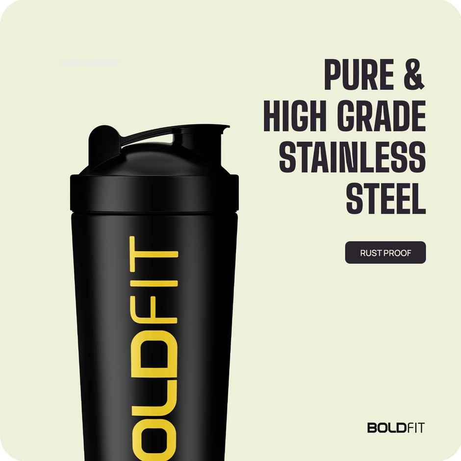 Boldfit Steel Gym Shaker Bottle | 700ml Leakproof Protein Mixer
