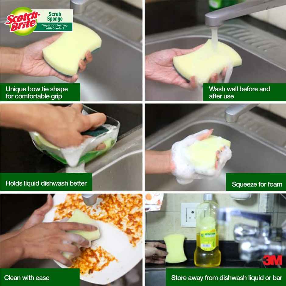 Scotch-Brite Scrub Sponge Ideal For Dishwash Liquid