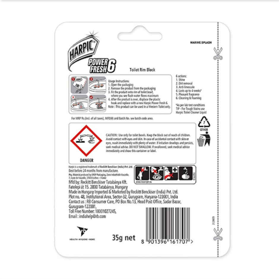 Harpic Marine Splash Power Fresh 6 Toilet Cleaner Rim Block