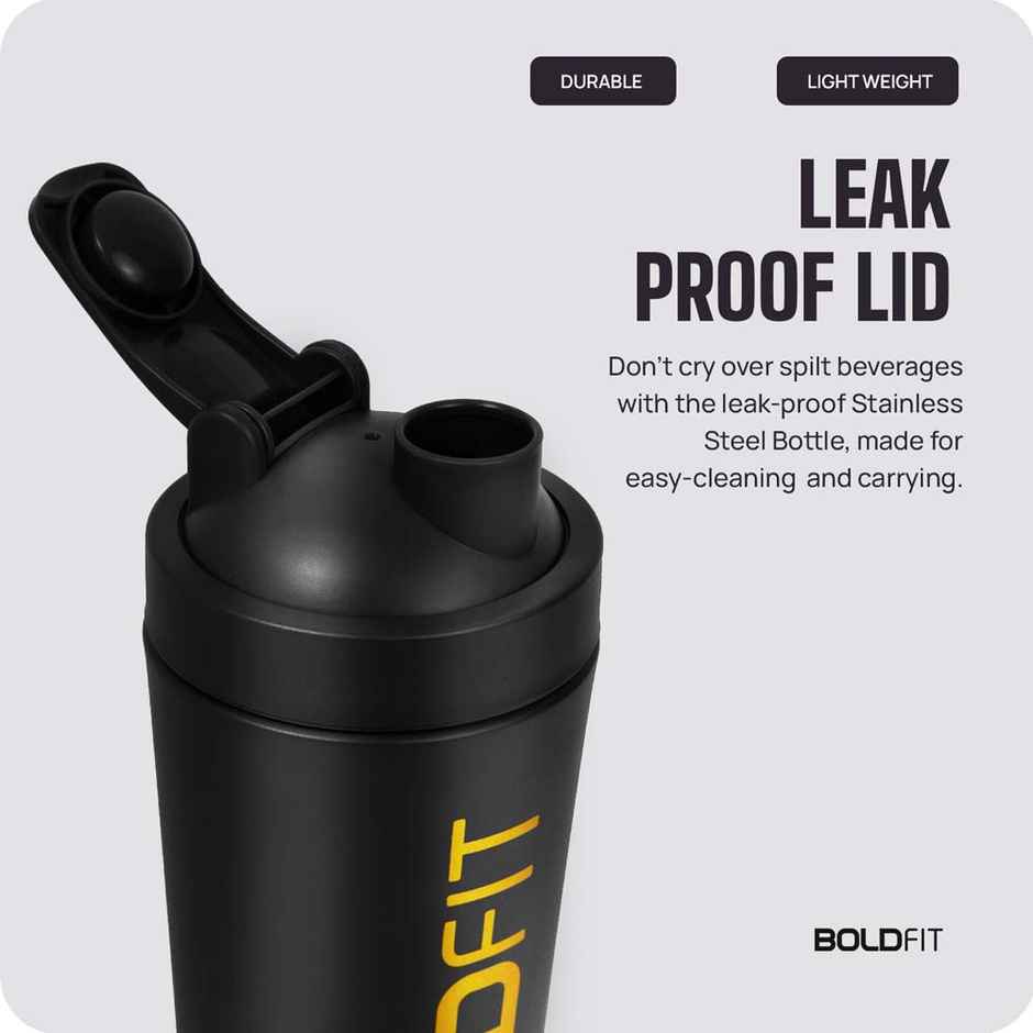 Boldfit Steel Gym Shaker Bottle | 700ml Leakproof Protein Mixer