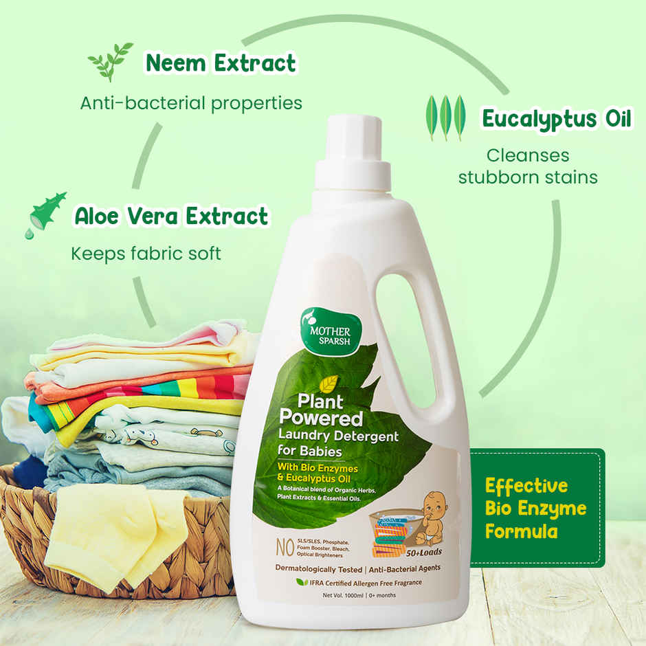 Mother Sparsh Plant Powered Baby Laundry Liquid Detergent With Bio Enzymes And Eucalyptus Oil