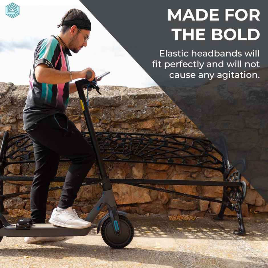 Boldfit Sports Headband | Black & Black Melange for Gym & All Activities