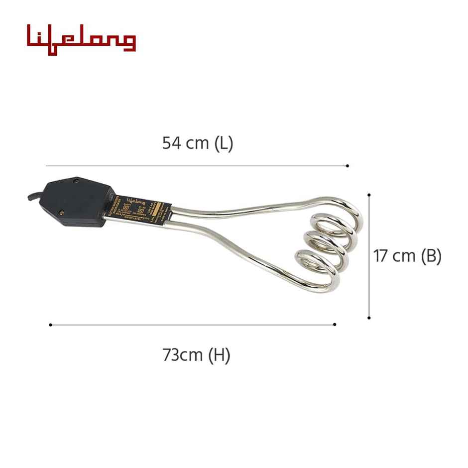 Lifelong LLIMR02 Infinia Plus 1500 W Immersion Rod Water Heater, Shock Proof with Copper Heating Element| Electric Rod - Black