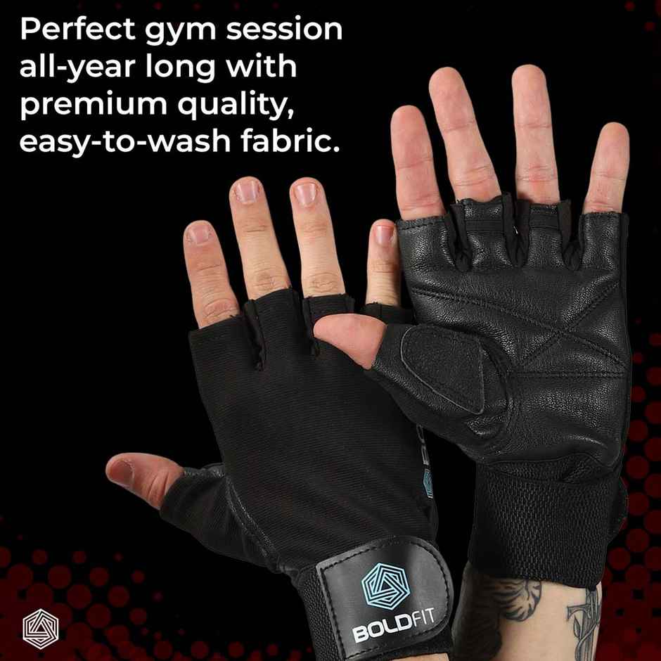 Boldfit Gym Gloves For Men With Wrist Support For Exercise Cycling Bike Sports - Medium
