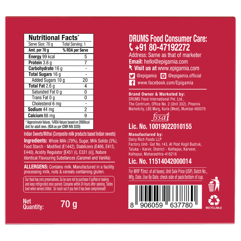 Epigamia Desserts- Caramel Pudding