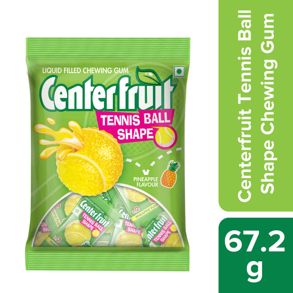 Center Fruit Tennis Ball Shaped Pineapple Liquid Filled Chewing Gum