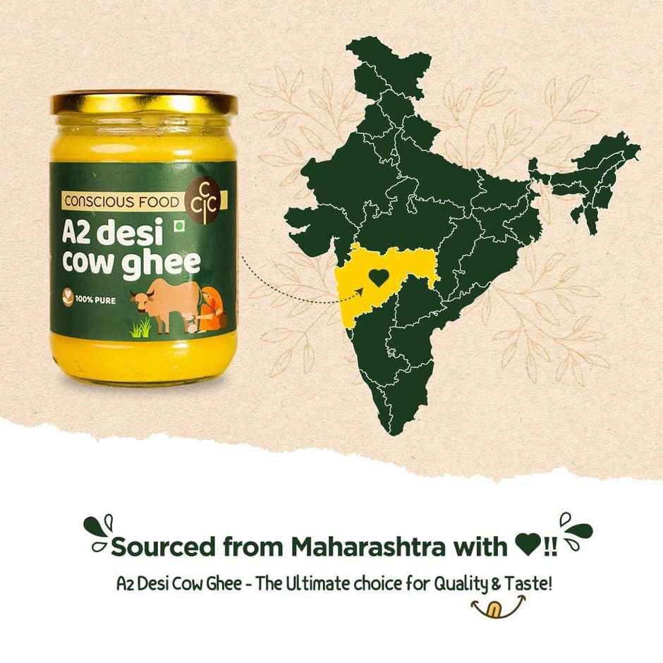 Conscious Food A2 Desi Cow Ghee | Glass Jar